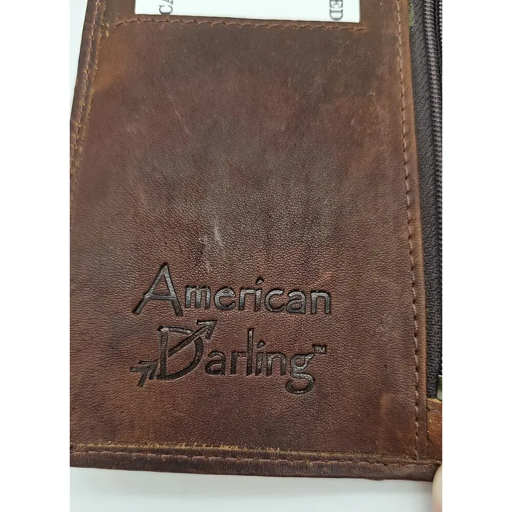 American Darling Magnet Snap Buffalo Wallet Genuine Leather New No Wrist Strap